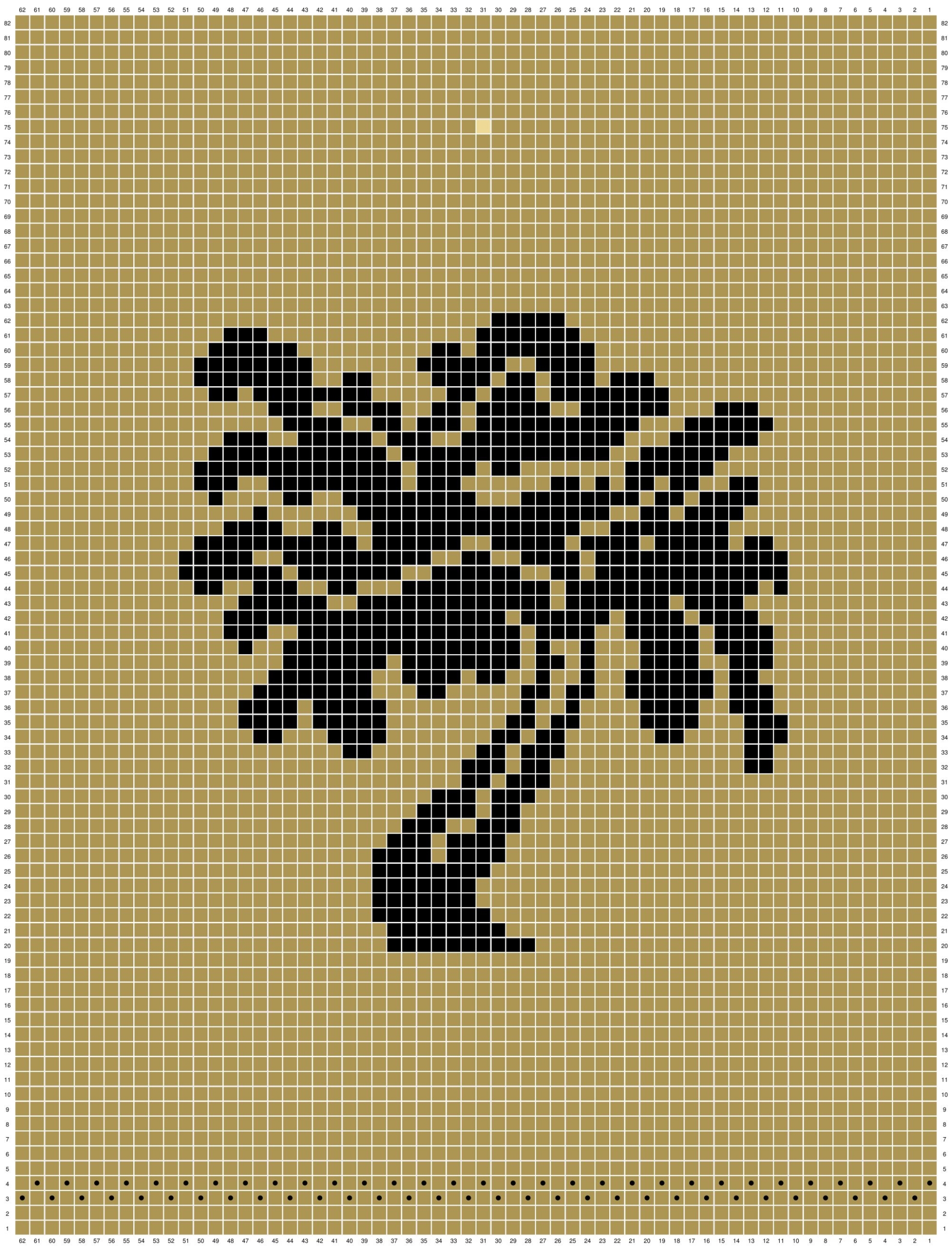 Billed af et strikkemønster med et træ til en strikketaske