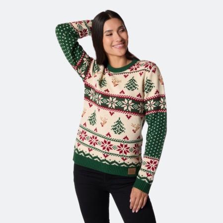 Retro Juletræ Julesweater Dame